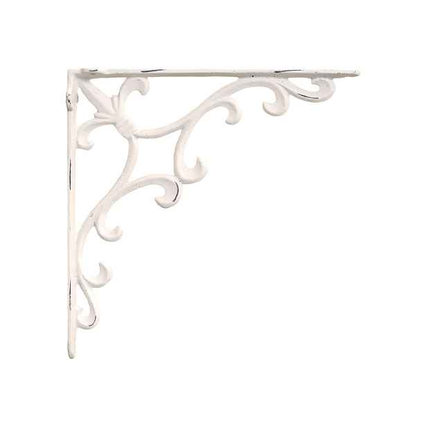 Krémová antik litinová konzole s ornamentem Lilie French - 25*4*25 cm Chic Antique
