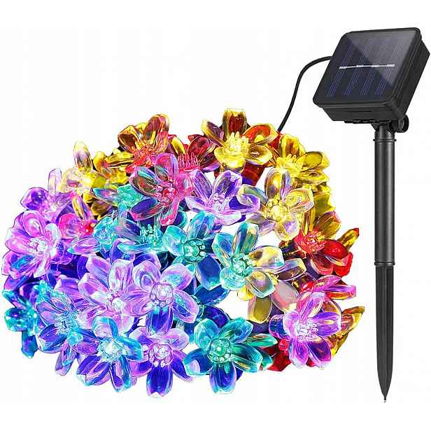 Solární Řetěz Světelných Led Květů 6,5 m – 50 Led