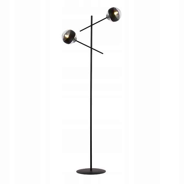 Stojací lampa minimalistická, dvě nastavitelné skleněné koule Emibig