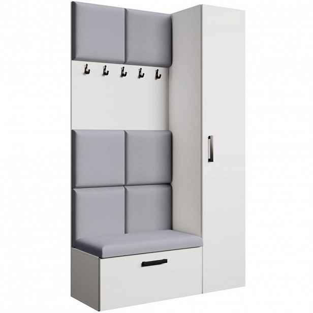 Beautysofa PŘEDSÍŇOVÁ sestava Margaret I+IV 121/203/43 s čalouněnými panely, bílá|černá