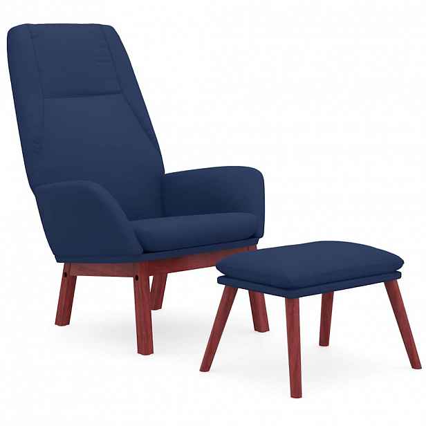 vidaXL Relaxační křeslo s podnožkou modré textil