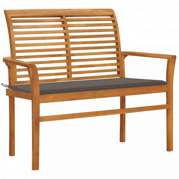 Zahradní lavice s poduškou 112 cm masivní teak Šedohnědá