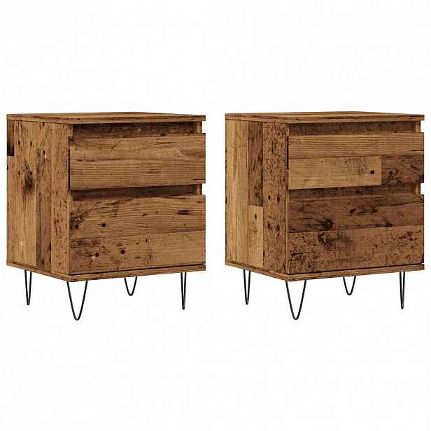 vidaXL Noční stolky 2 ks old wood 40 x 35 x 50 cm kompozitní dřevo