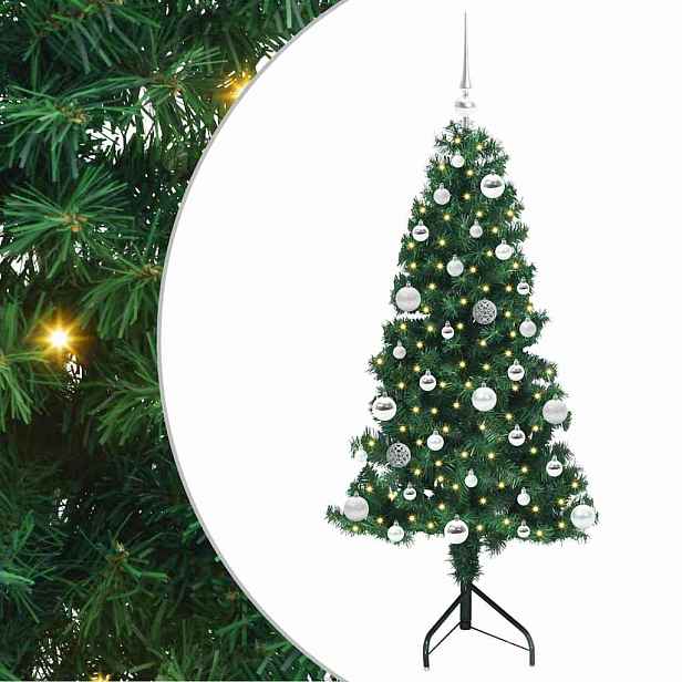 vidaXL Rohový umělý vánoční stromeček Zelená 150 cm PVC a kov