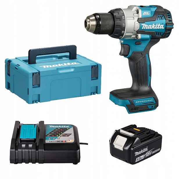 Aku. aku šroubovák příklep Makita DHP489RT1J Lxt 18V 1x5Ah Bl 73Nm 2 rychlostní stupně kufr