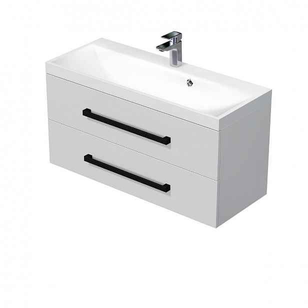 Koupelnová skříňka s umyvadlem SAT Cube Way 100x71x40 cm bílá lesk lesk/mat CUBE2C100ZBL