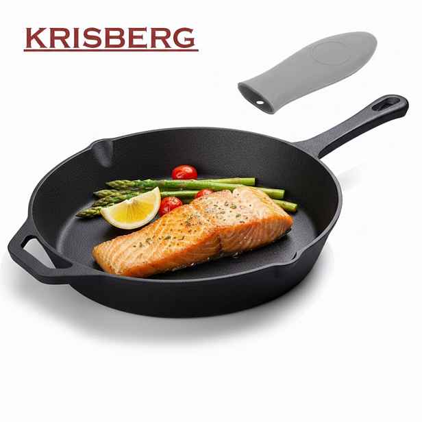 Litinová pánev 31 cm s silikonovým nástavcem na rukojeť Krisberg KS-7739