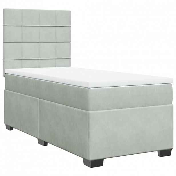vidaXL Box spring postel s matrací světle šedá 80 x 200 cm samet