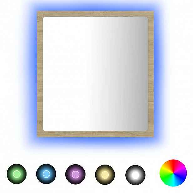 vidaXL LED koupelnové zrcadlo dub sonoma 40 x 8,5 x 37 cm akrylové