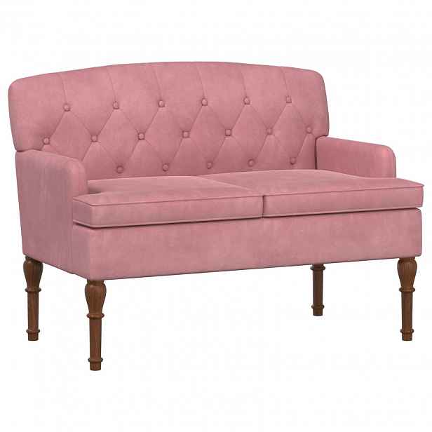 vidaXL Pohovka s knoflíkovým prošíváním Růžová 111 x 65 x 79 cm Samet