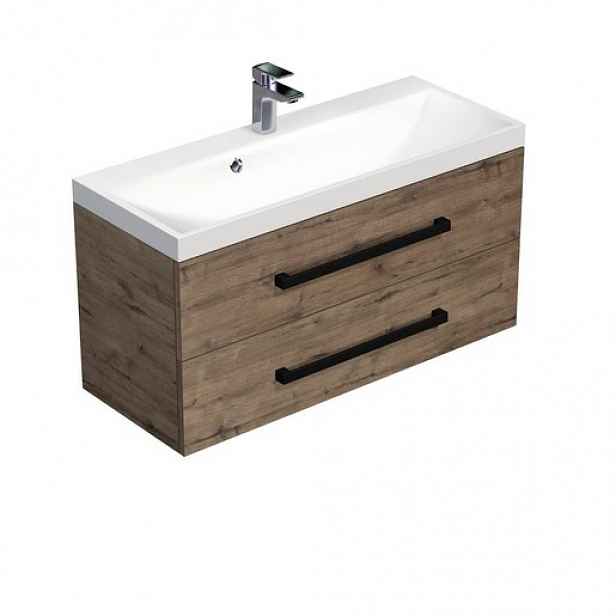 Koupelnová skříňka s umyvadlem SAT Cube Way 100x71x40 cm dub Wellington mat CUBE2C100ZDW