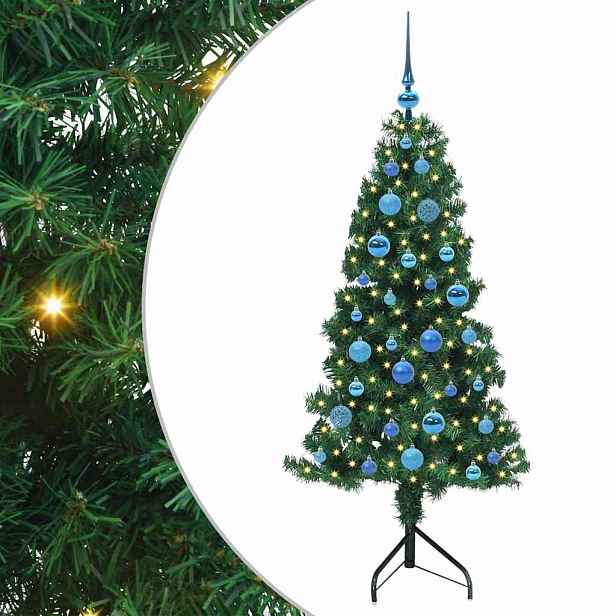 vidaXL Rohový umělý vánoční stromeček Zelená 150 cm PVC a kov