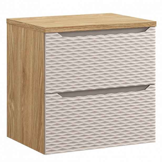 Badplaats SKŘÍŇKA POD UMYVADLO Ocean 2 zásuvky cashmere s dub - 60 x 46 x 59 cm