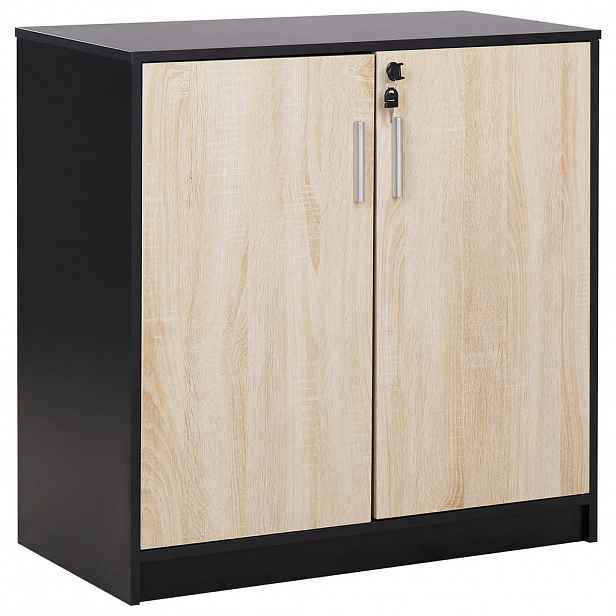 Beliani KANCELÁŘSKÁ SKŘÍŇ světlejší Odstín dřeva/černá 80 cm 2 dveře Zehna