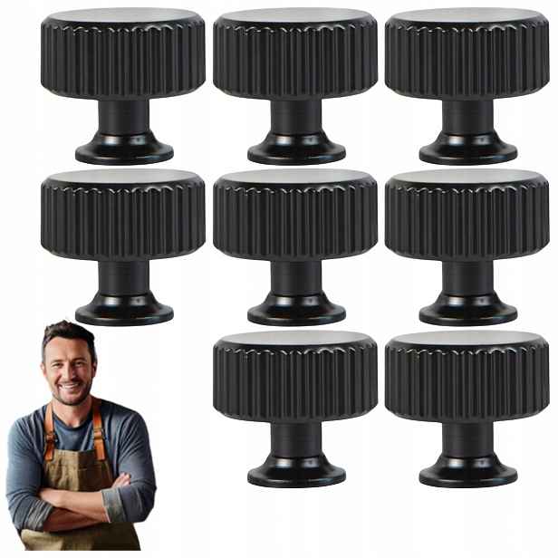 Nábytková Úchytka Kulatý nábytkový knoflík Randi 30 mm Černý matný rýč 8 ks