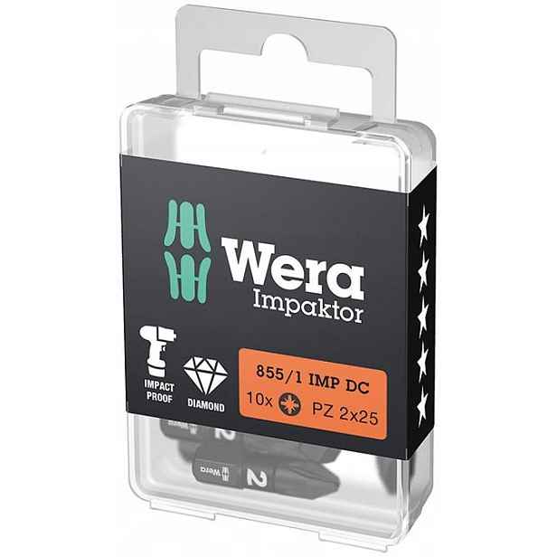 Nárazové bity Impaktor PZ2 25mm 10 Ks pro šroubovák Wera 05157621001
