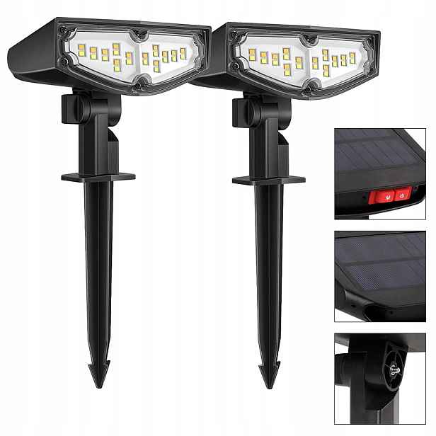 Sada 2 Led solárních lamp pro zahradu, zahradní lampy, solární lampy