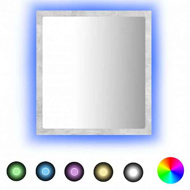vidaXL LED koupelnové zrcadlo betonově šedé 90 x 8,5 x 37 cm akrylové