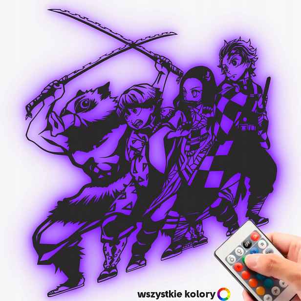 Meč zabijáka démonů Dřevěný obraz Anime Noční Lampa Led