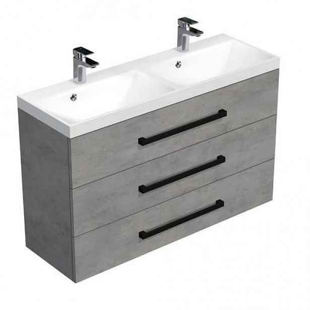 Koupelnová skříňka s umyvadlem SAT Cube Way 120x47,5x40 cm beton mat CUBE2C1203BE