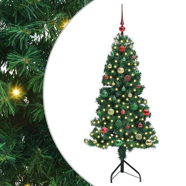 vidaXL Rohový umělý vánoční stromeček Zelená 150 cm PVC a kov