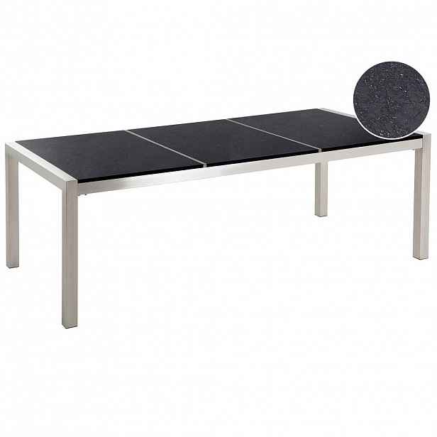Beliani ZAHRADNÍ STŮL Nerezová ocel/Přírodní kámen černý leštěný 220/100 cm Grosseto