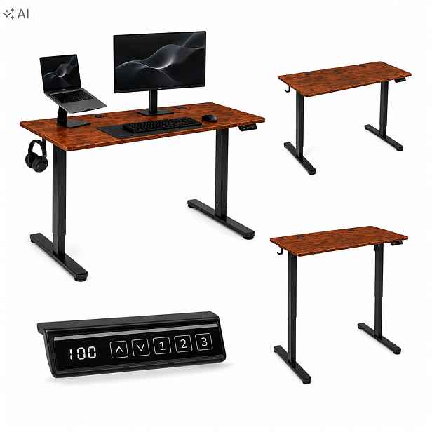 Elektrický psací stůl 140 x 60 cm s regulací 72-118 cm, tichý provoz 55 Db
