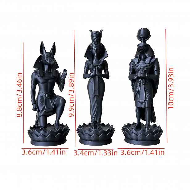 TEMU Sada 3 egyptských soch (, Nefertiti a Horus), oltáře a domácí dekorace, navržené s starověkými egyptskými ozdobami, vhodné pro dekoraci