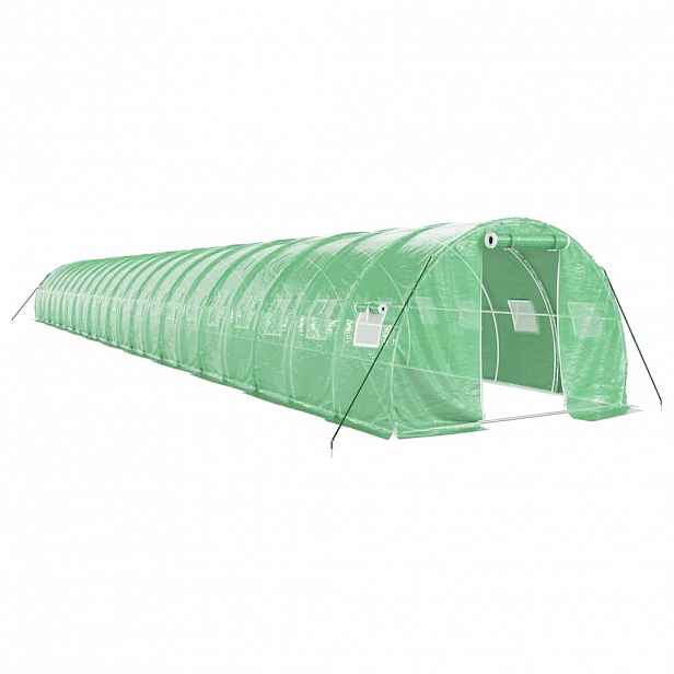 vidaXL Skleník s ocelovým rámem zelený 66 m² 22 x 3 x 2 m