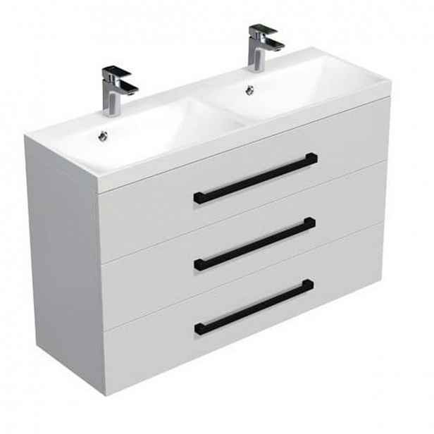 Koupelnová skříňka s umyvadlem SAT Cube Way 120x47,5x40 cm bílá lesk lesk/mat CUBE2C1203BL