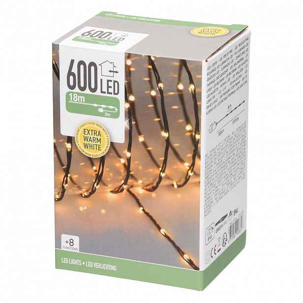 ECD-Germany LED MICRO CLUSTER SVĚTELNÁ ŘETĚZ Clusterová světelná řetěz 24 m 800 LED extra teplá bílá 8 režimů Venkovní