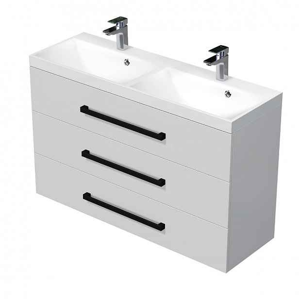 Koupelnová skříňka s umyvadlem SAT Cube Way 120x47,5x40 cm bílá lesk lesk/mat CUBE2C1203BL
