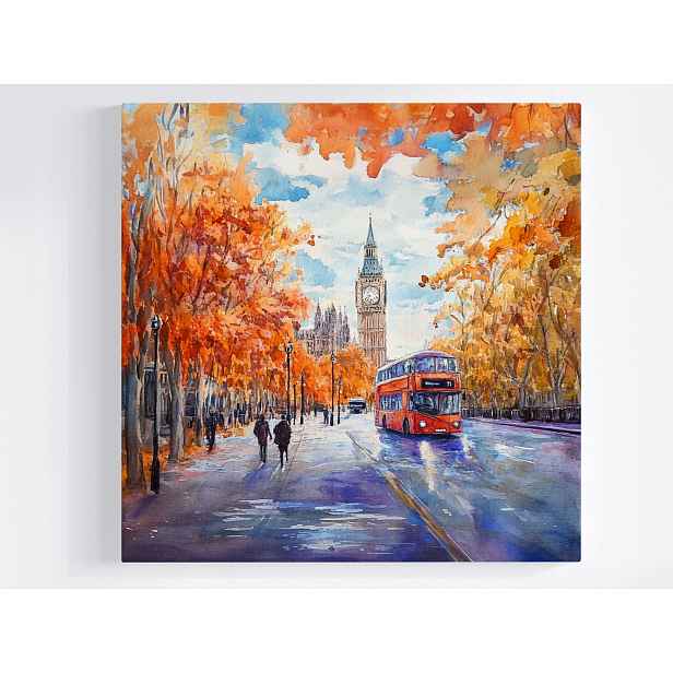 Obraz Na Plátně Canvas Město Londýn Big Ben Hodiny Ulice Autobus 50x50