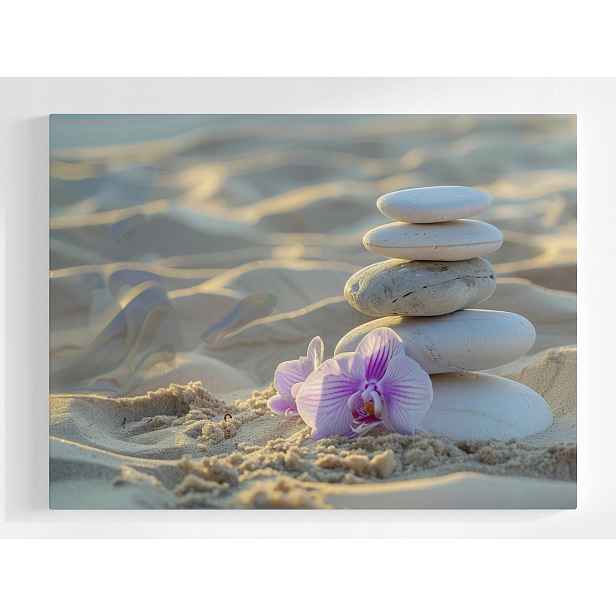Plakát Pláž Kameny Zen Orchidej Rovnováha 100x75