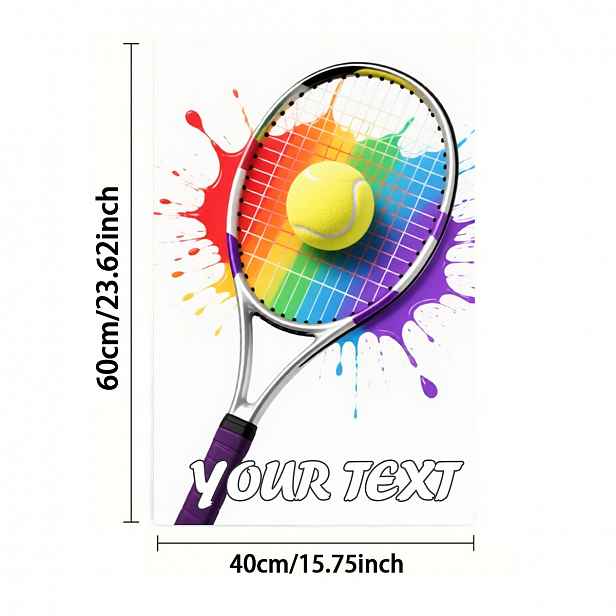 TEMU 2D Plochý, Vlastní Text 1/2ks, Ručník, Jednostranný Tisk, Obdélník 40×60cm, Realistický Styl 2D Tenisové Rakety, Týmová Hromadná Úprava, Měkký,