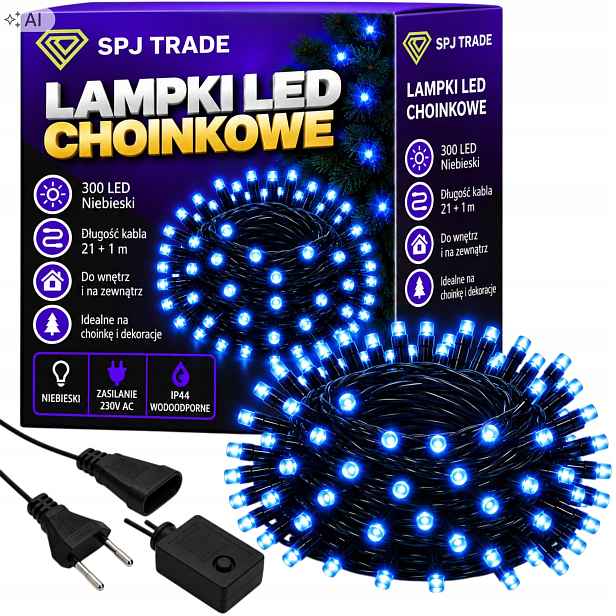 Vánoční Osvětlení Na Stromeček Venkovní 300 Led Modré Vánoční 21 M Vnitřní
