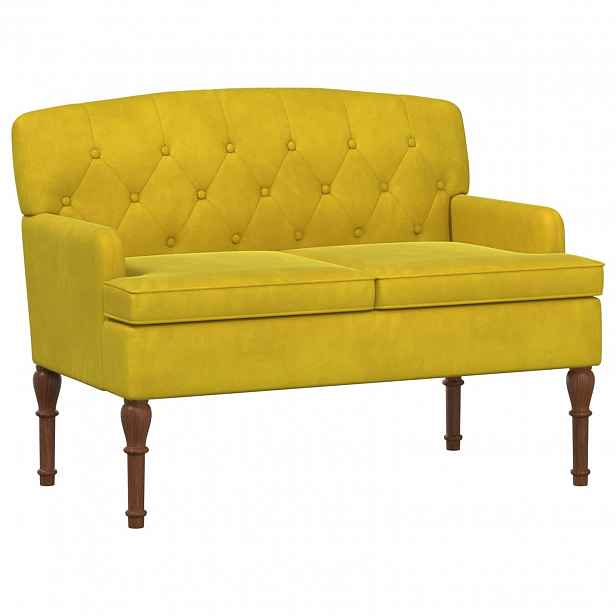 vidaXL Pohovka s knoflíkovým prošíváním Světlá žlutá 111 x 65 x 79 cm