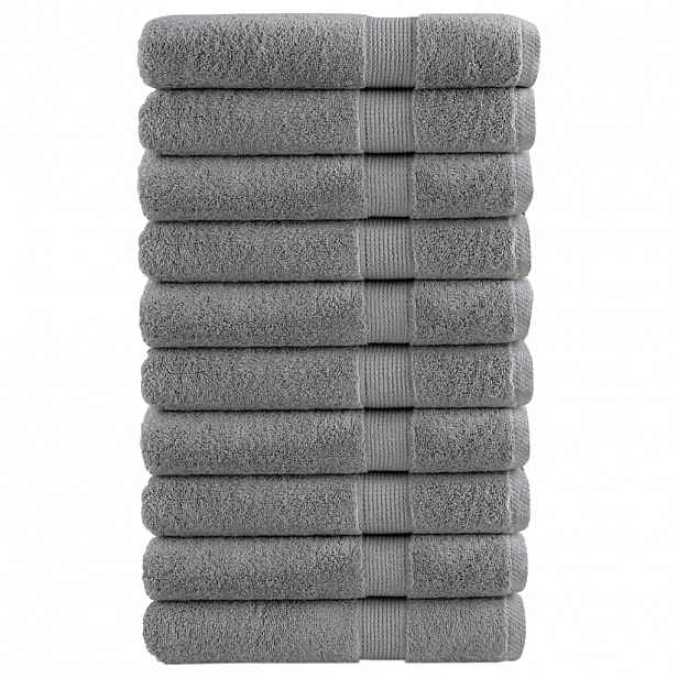 vidaXL Prémiové ručníky SOLUND 10 ks šedé 100x200 cm 600 g/m²