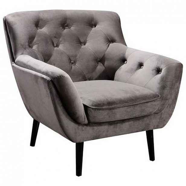 KŘESLO CHESTERFIELD, dřevo, textil, šedá, černá Stylife