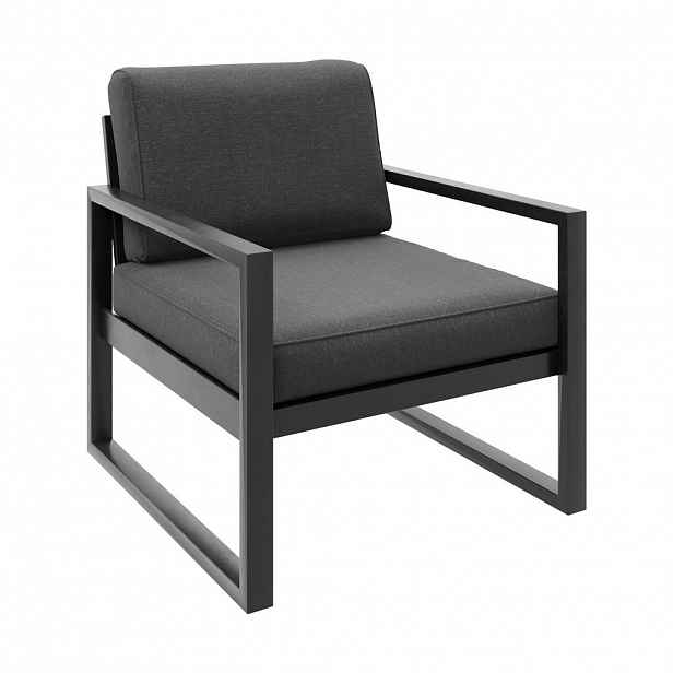 Beautysofa KŘESLO na terasu Stella s kovovým rámem, 76 cm, tmavě šedé