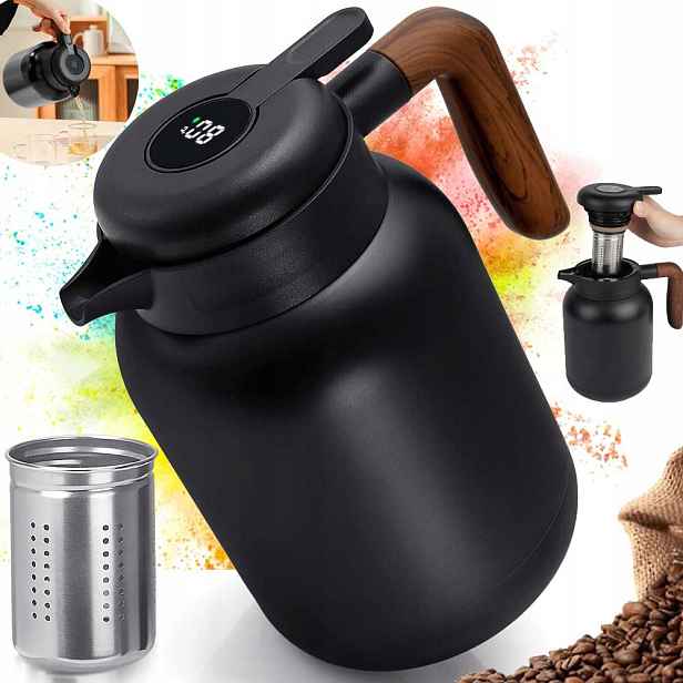 Džbán Z Nerezové Oceli S Dvojitou Stěnou, Izolace 1500 ML S LCD