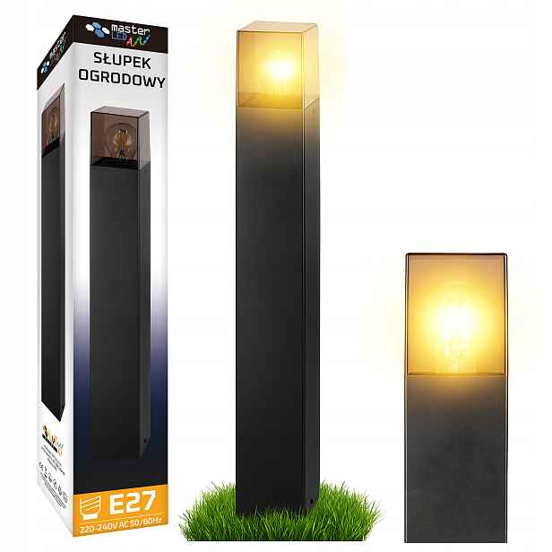 Led lampa Zahradní stojící sloupek 80 cm venkovní E27 Černá