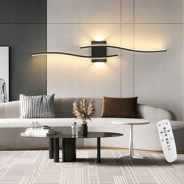 Led Nástěnné Svítidlo Černé Stmívatelné Dálkové Ovládání Moderní Do Obývacího Pokoje 29W