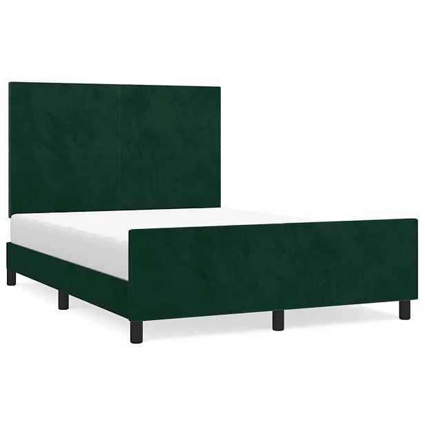 vidaXL Rám postele bez matrace tmavě zelená 140 x 190 cm samet