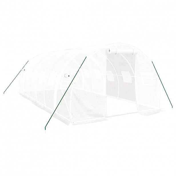vidaXL Skleník s ocelovým rámem bílý 18 m² 6 x 3 x 2 m