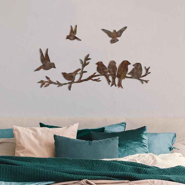 Wallity Nástěnná kovová dekorace Rusty Birds 2 vícebarevná