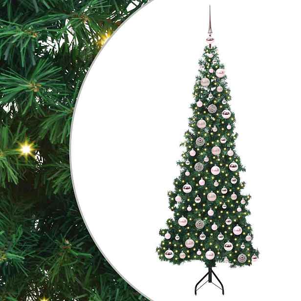 vidaXL Rohový umělý vánoční stromeček Zelená 180 cm PVC a kov