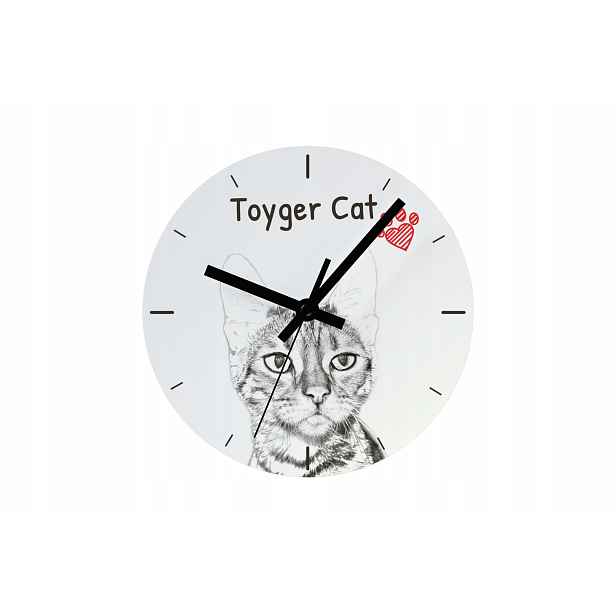 Kočka toyger hodiny s kočkou závěsné a stojící, personalizace fotografií