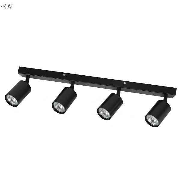Stropní Svítidlo 4xGU-10 Černá Reflektory Halogeny 4 Body Lišta 55 cm