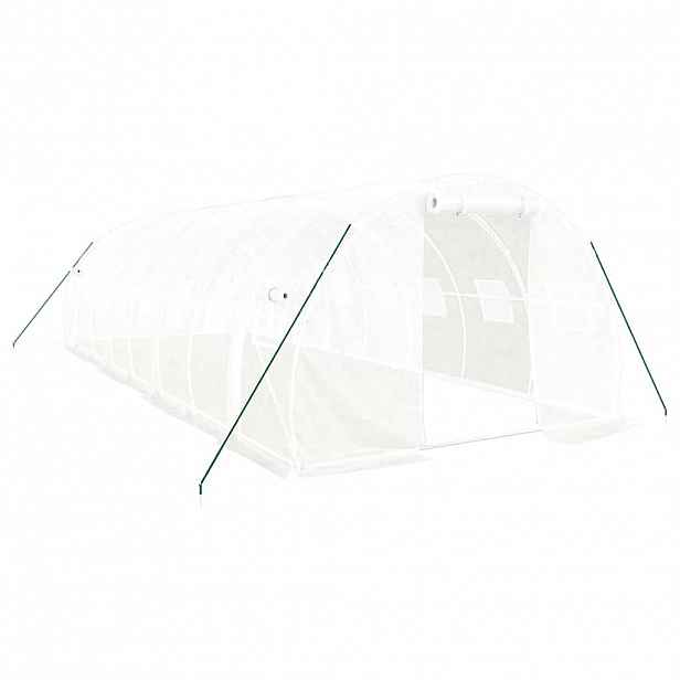 vidaXL Skleník s ocelovým rámem bílý 24 m² 8 x 3 x 2 m